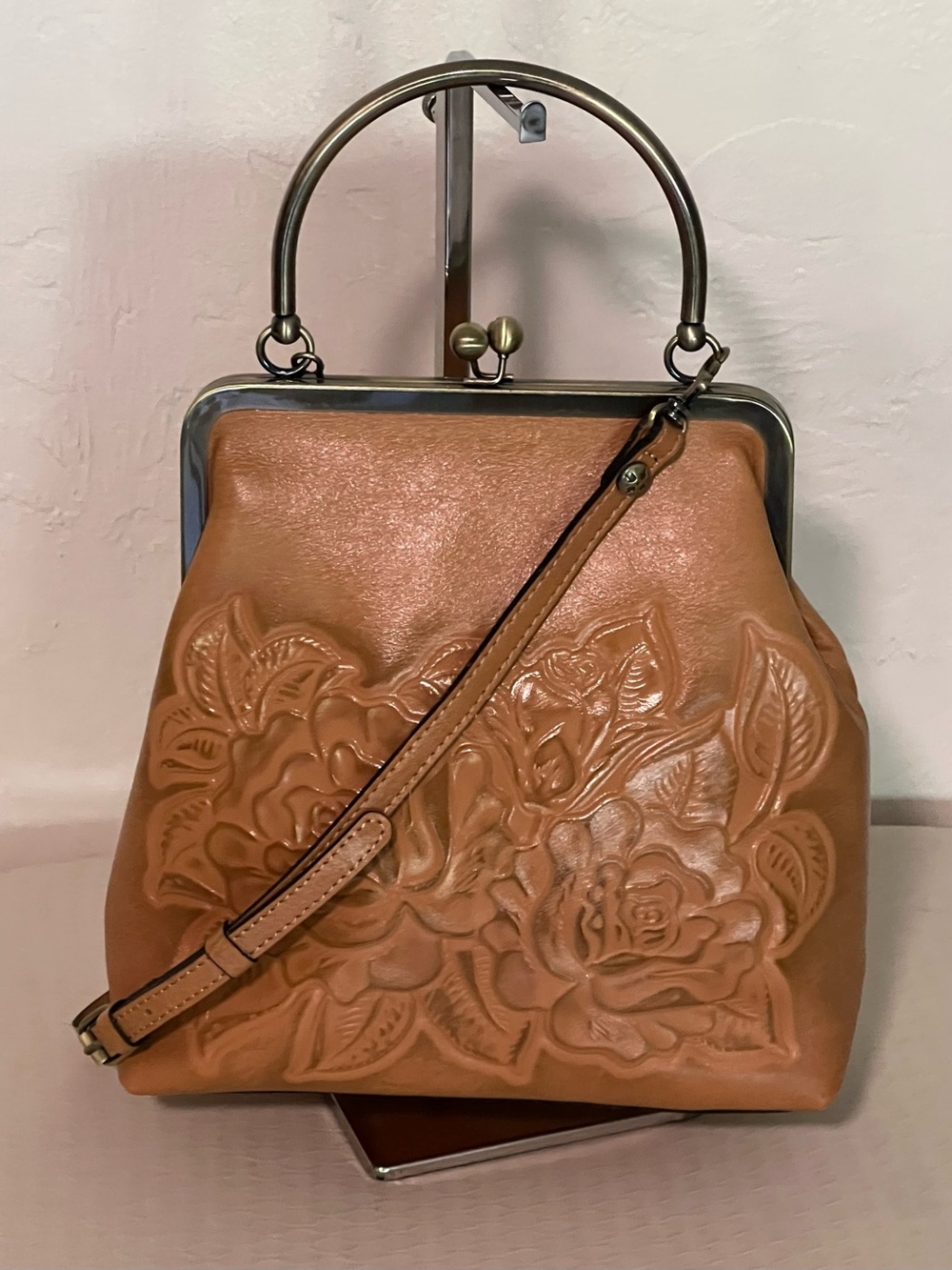 Patricia Nash Novelle Rose Tooled Leather Satchel - Cross Body - Picture 12 of 12
